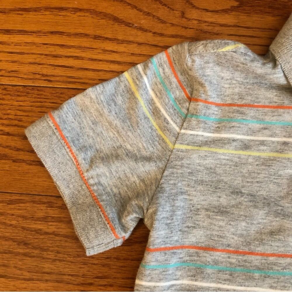 Gap Kids Striped Polo Shirt Cotton Gray Multi Stripes Toddler Boy’s Size 4-5 - Picture 4 of 7